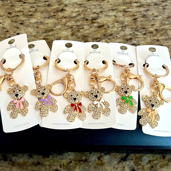 NIP- Adorable 3” Teddy Bear with Bow Keychain - Picture 9 of 9